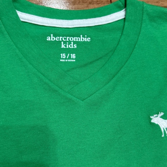 Abercrombie Kids Bright Green V-Neck Tee - Picture 3 of 3